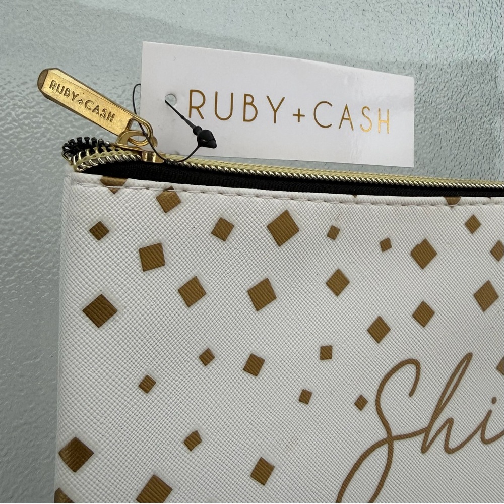 Ruby+Cash White “Shine” Zip Top Cosmetic Pouch / Makeup Bag - Picture 3 of 5